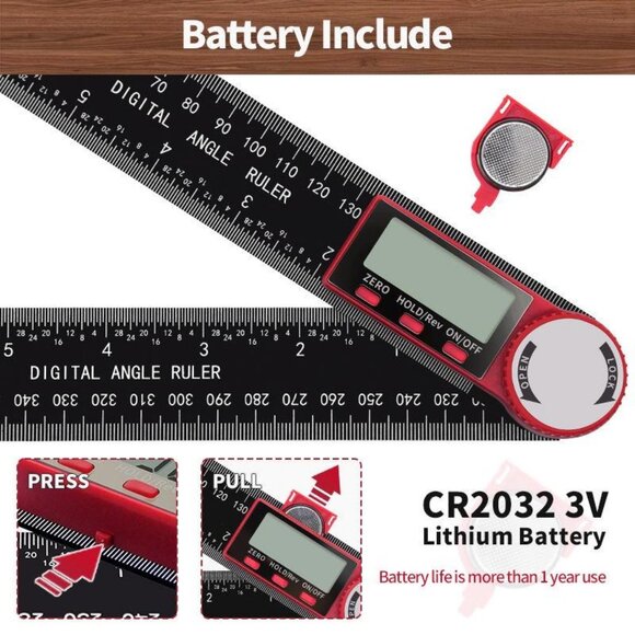 Digital Angle Finder Protractor Ruler Carbon Fiber Plastic WoodworkingTools1Pack - Picture 10 of 12